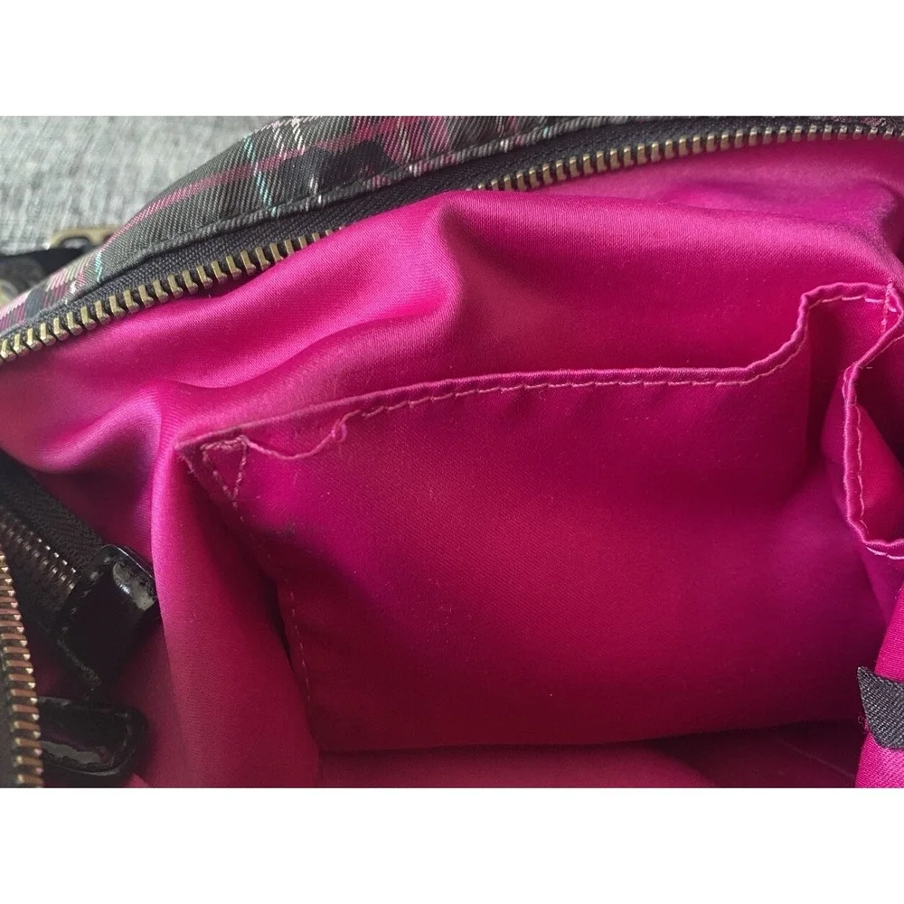 Coach Poppy Tartan Gray Pink Plaid Crossbody‎ Bag Glitter Purse F17710